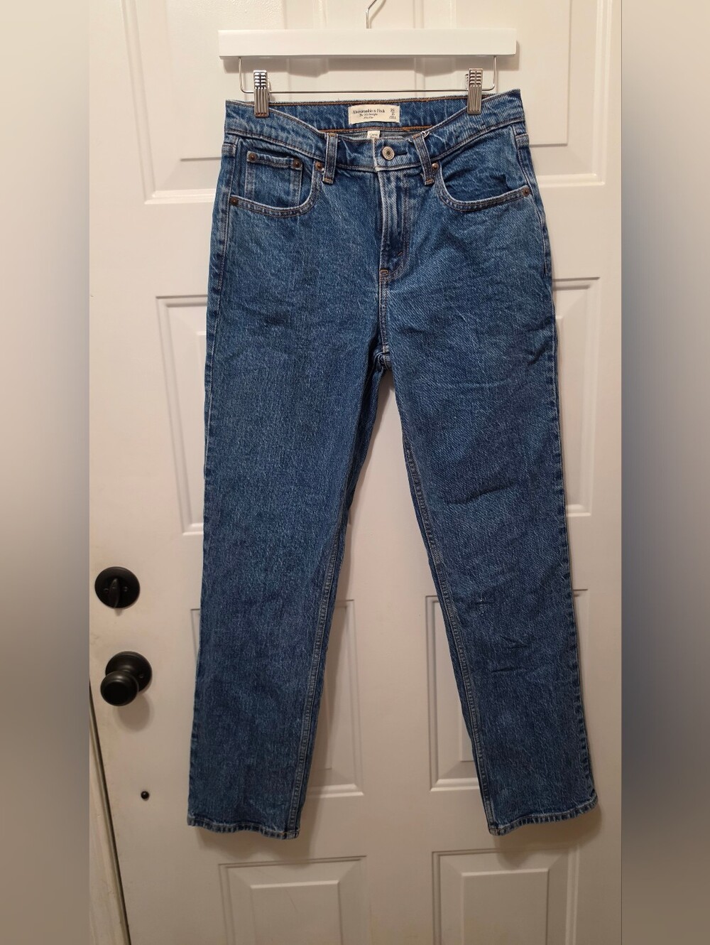 Abercrombie & Fitch '90s Straight Jeans Curve Love Mid Rise Size 26/2 Blue Denim